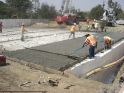 Protective reinforcing concrete slab