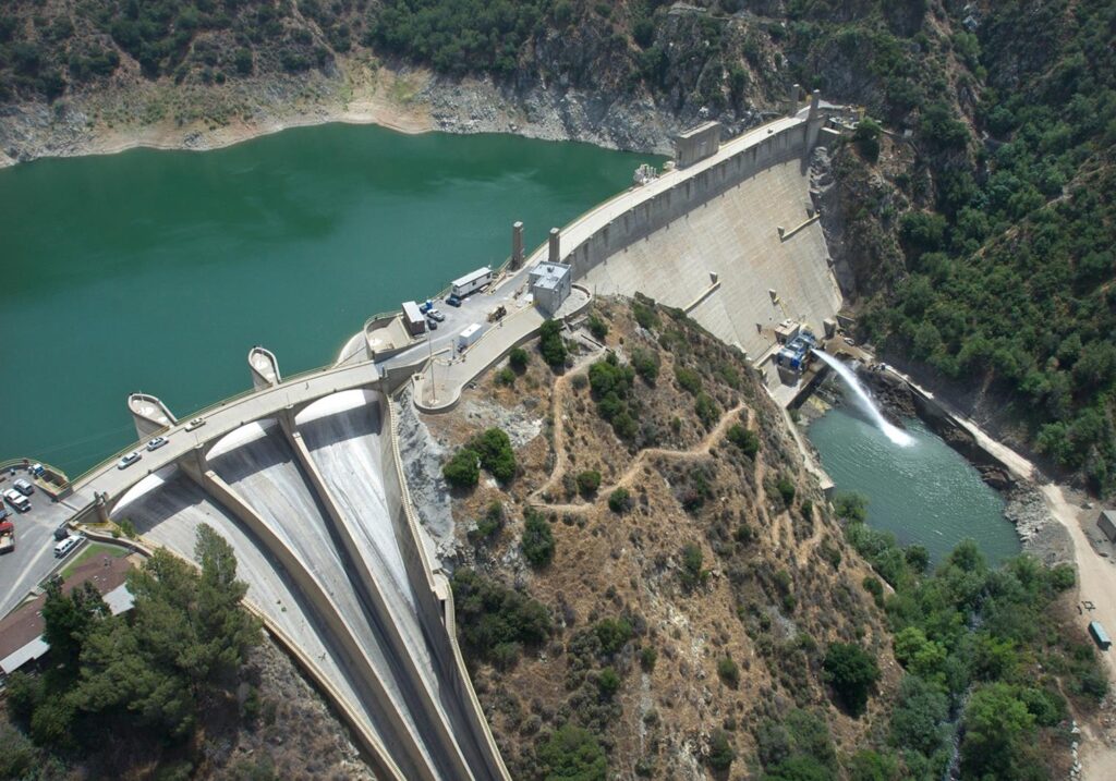 an aerial view of dam