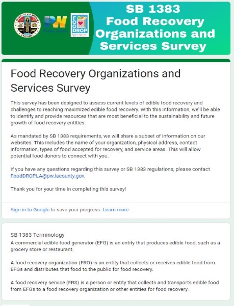 FRO Survey for SB 1383