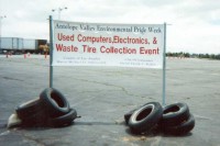 Sign with tires