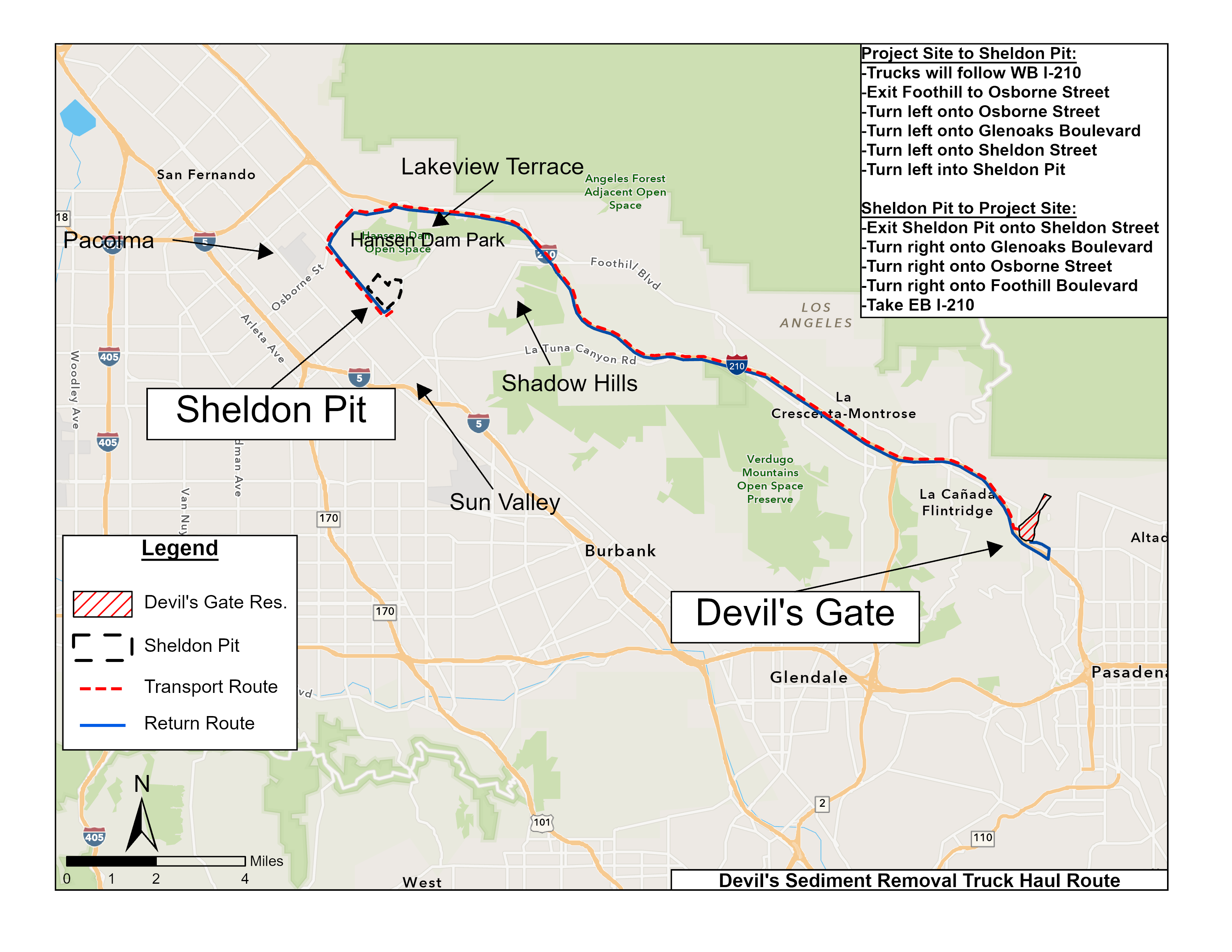 Map of sediment removal truck route Osbourne